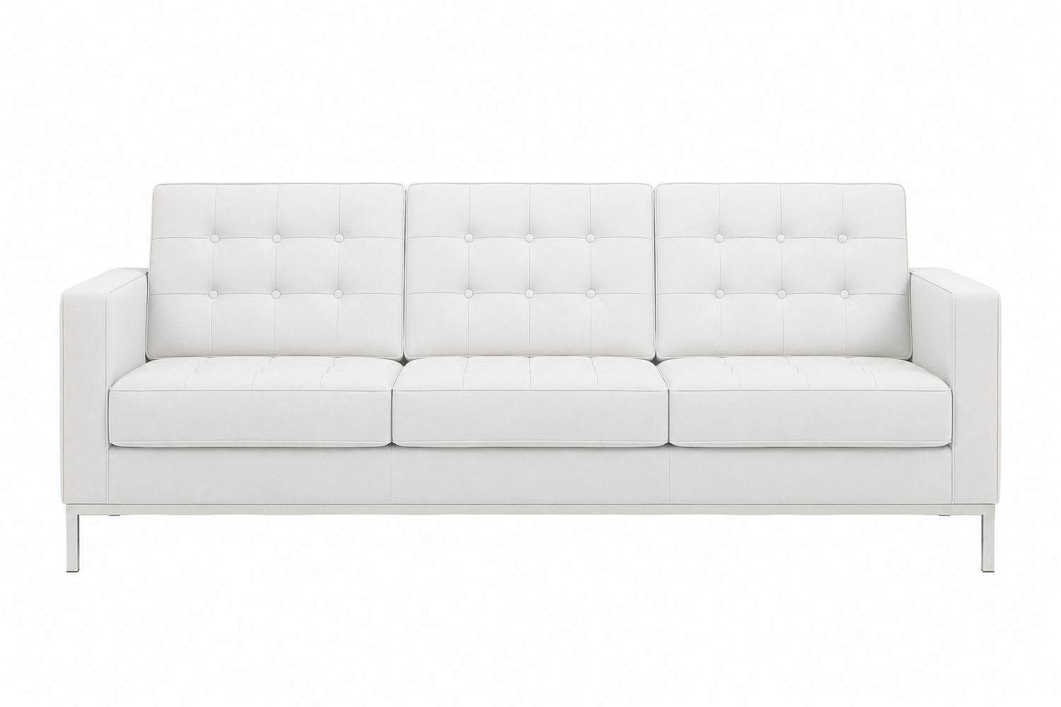 Flash Furniture Hercules Lacey Series Contemporary White Leather Sofa with Stainless Steel Frame