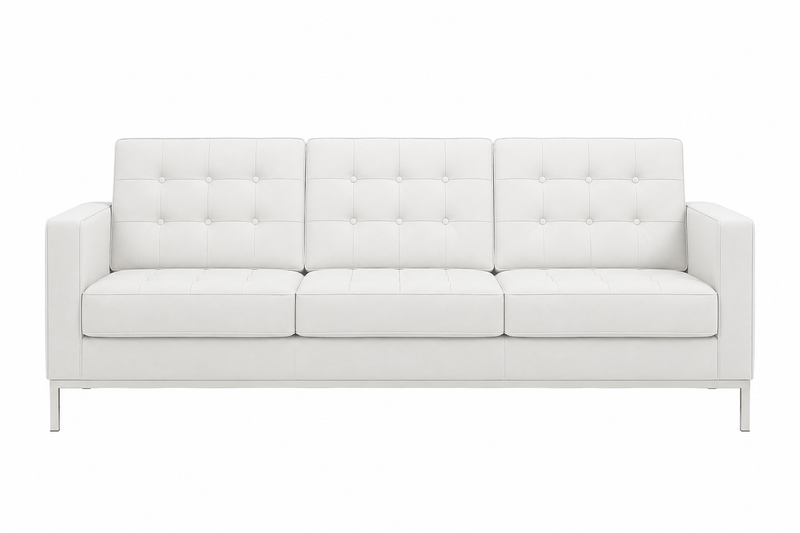 Flash Furniture Hercules Lacey Series Contemporary White Leather Sofa with Stainless Steel Frame