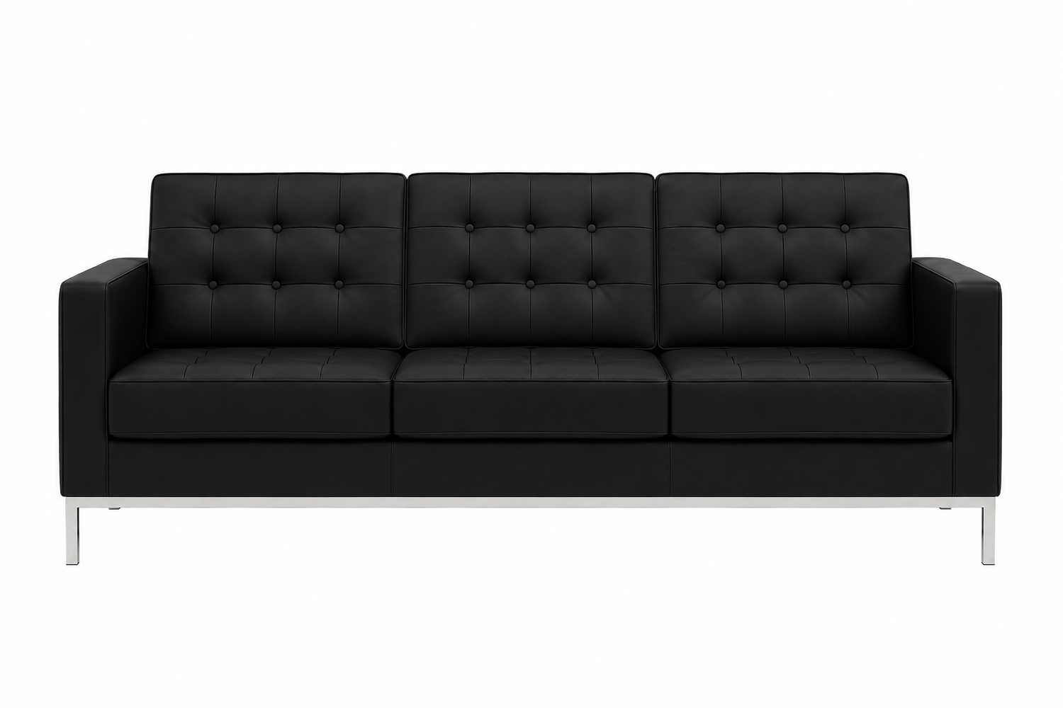 Flash Furniture Hercules Lacey Series Contemporary Black Leather Sofa with Stainless Steel Frame