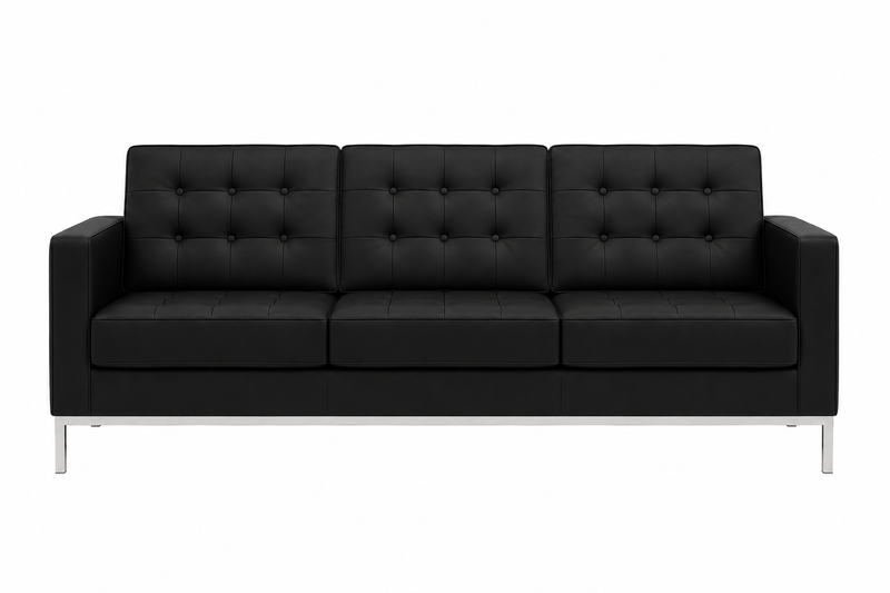 Flash Furniture Hercules Lacey Series Contemporary Black Leather Sofa with Stainless Steel Frame