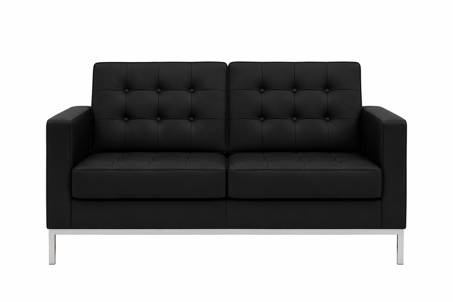 Flash Furniture Hercules Lacey Series Contemporary Black Leather Soft Loveseat with Stainless Steel Frame