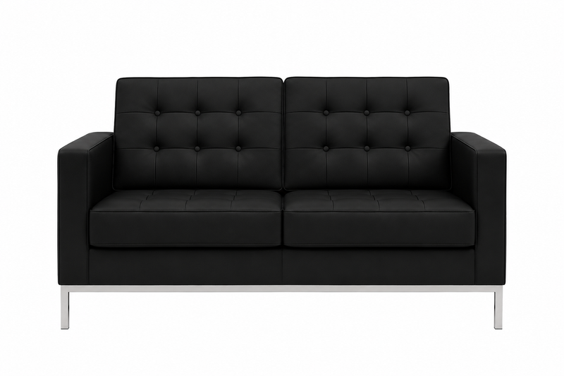 Flash Furniture Hercules Lacey Series Contemporary Black Leather Soft Loveseat with Stainless Steel Frame