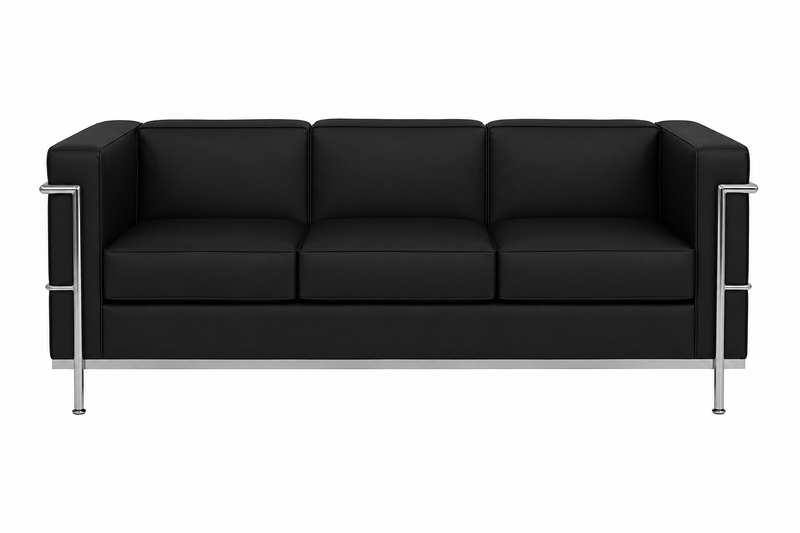Flash Furniture Hercules Regal Series Contemporary Black Leather Sofa with Encasing Frame