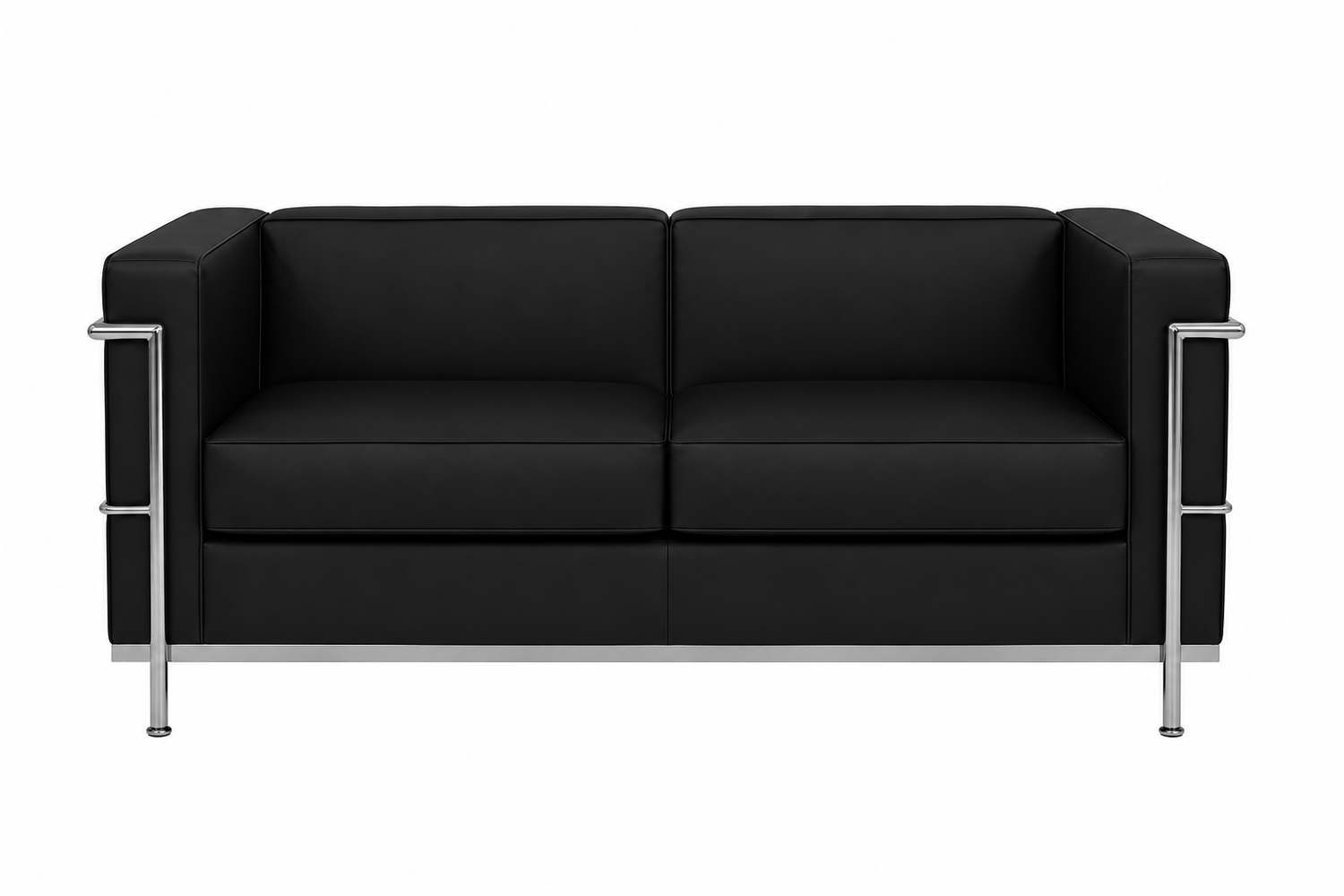 Flash Furniture Hercules Regal Series Contemporary Black Leather Love Seat with Encasing Frame