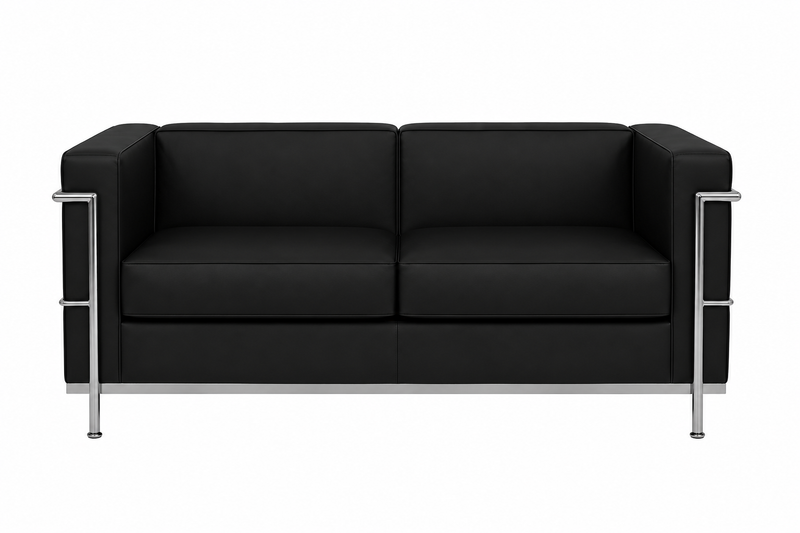 Flash Furniture Hercules Regal Series Contemporary Black Leather Love Seat with Encasing Frame