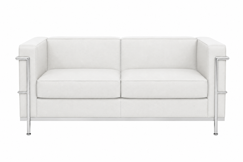 Flash Furniture Hercules Regal Series Contemporary White Leather Love Seat with Encasing Frame