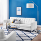 Flash Furniture Hercules Lacey Series Contemporary White Leather Sofa with Stainless Steel Frame
