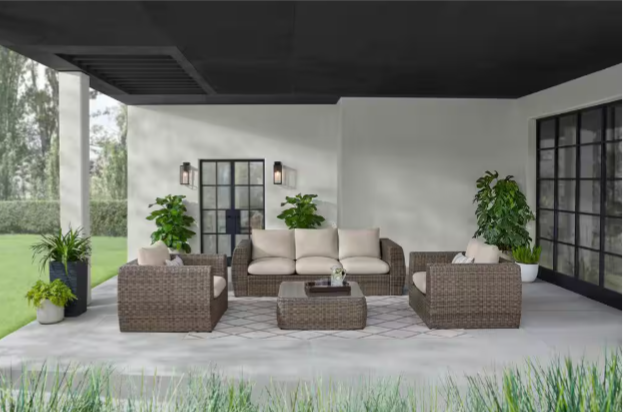 Kings Ridge Reinforced Aluminum Outdoor Coffee Table with Glass Top