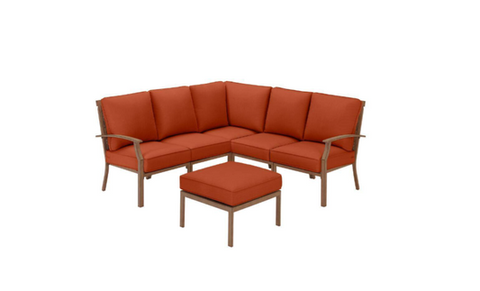 Geneva 6-Piece Brown Wicker Outdoor Patio Sectional Sofa Seating Set with Ottoma Hampton Bay