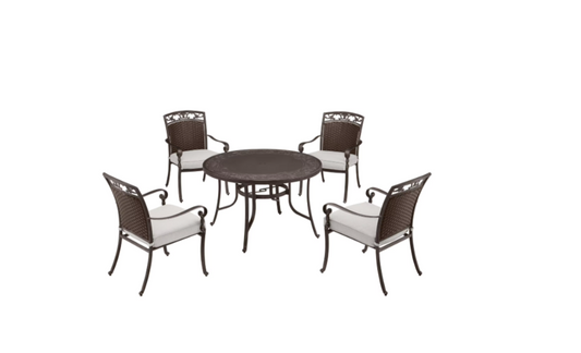 Wilshire Heights 5-Piece Cast and Woven Back All Aluminum Outdoor Dining Set - dark brown- no Table