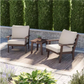 Grant Park Mahogany Plastic Patio Outdoor Lounge Chairs Set of 2 with Wheat Cushions and Side Table