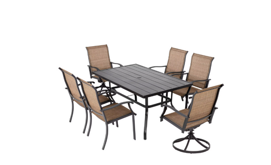 Glenridge Falls 7-Piece Metal Rectangle Outdoor Dining Set-Chairs NO table