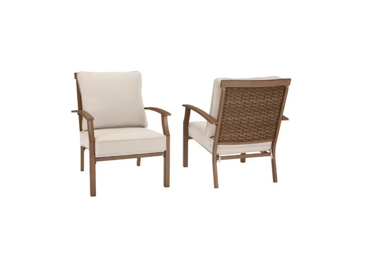Geneva Brown Wicker Outdoor Patio Stationary Dining Chair Hampton Bay