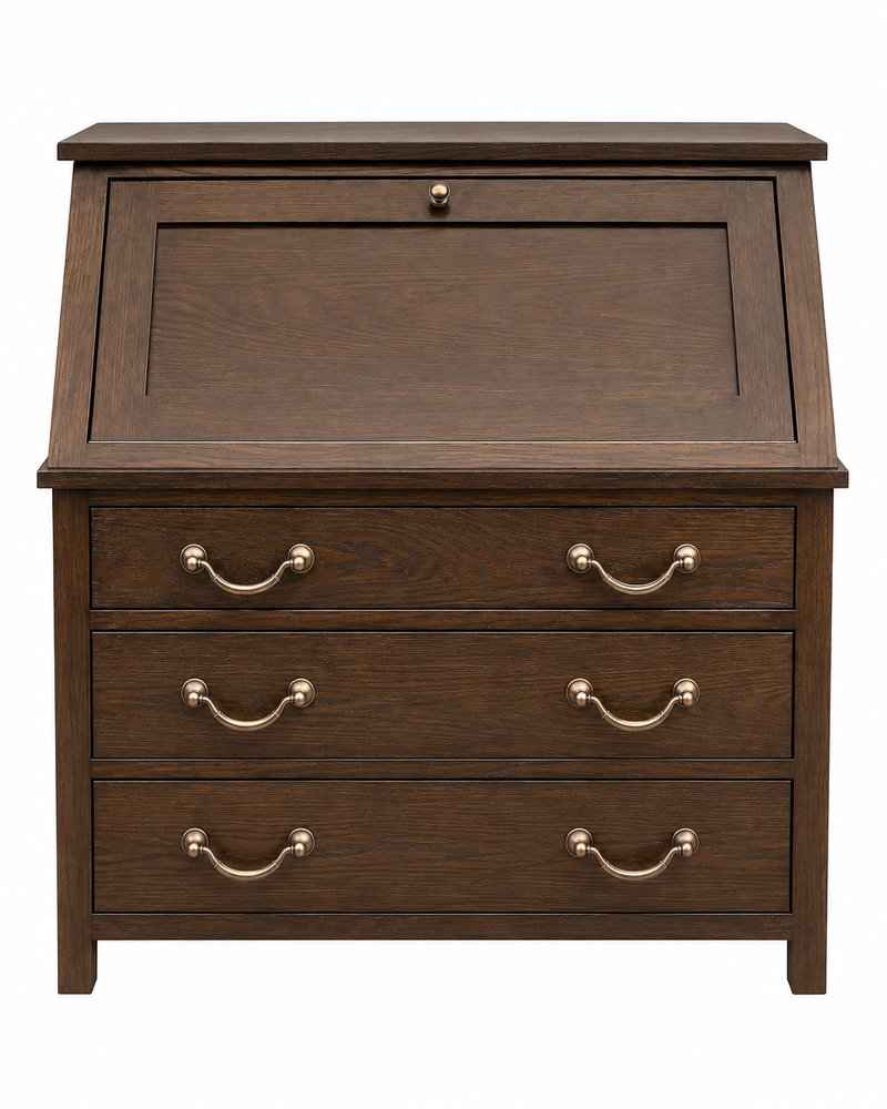 Dark Wood Secretary Desk with Drawers