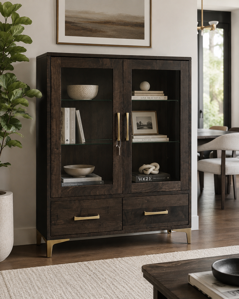 Solid Wood Display Cabinet Handstone