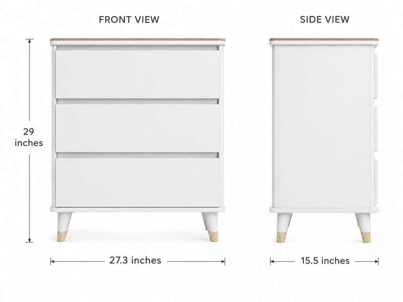 Modern 3-Drawer Nightstand with Marble Top