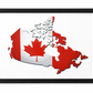 Framed Canada Map Wall Art – Red & White Maple Leaf Design
