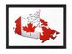 Framed Canada Map Wall Art – Red & White Maple Leaf Design