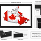 Framed Canada Map Wall Art – Red & White Maple Leaf Design