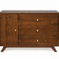 Oak Wood 3-Drawer Sideboard with Cabinet Handstone