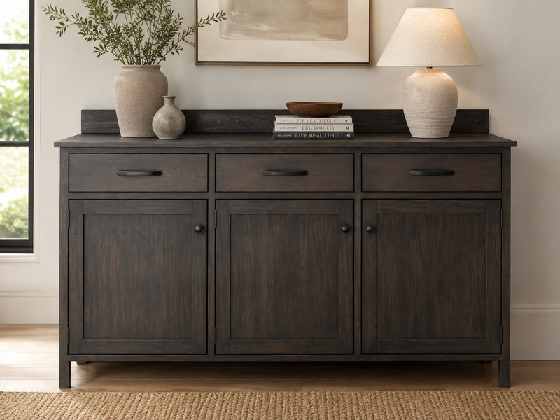 Rustic Solid Wood Sideboard Cabinet