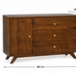 Oak Wood 3-Drawer Sideboard with Cabinet Handstone