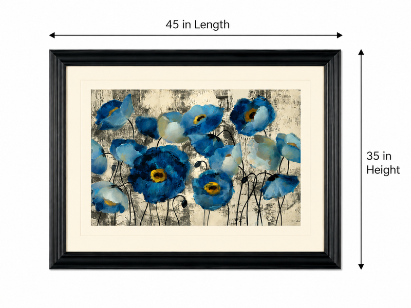 Blue Poppy Floral Framed Wall Art