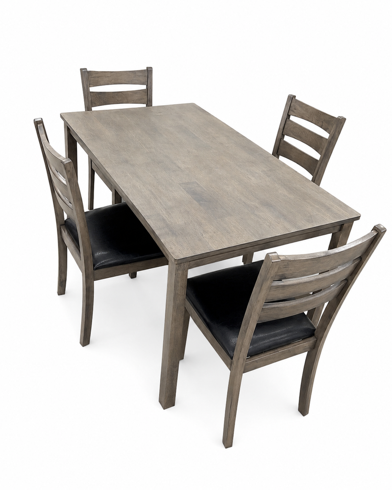 Grey Dining Table Set with 4 Upholstered Chairs 5-Piece
