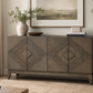 Geometric Carved Wood Sideboard