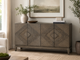 Geometric Carved Wood Sideboard