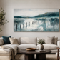 Serene Teal Lake Abstract Canvas Wall Art