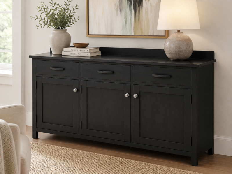 Solid Wood Sideboard Cabinet Handstone