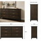 6-Drawer Solid Wood Dresser – Dark Brown Finish