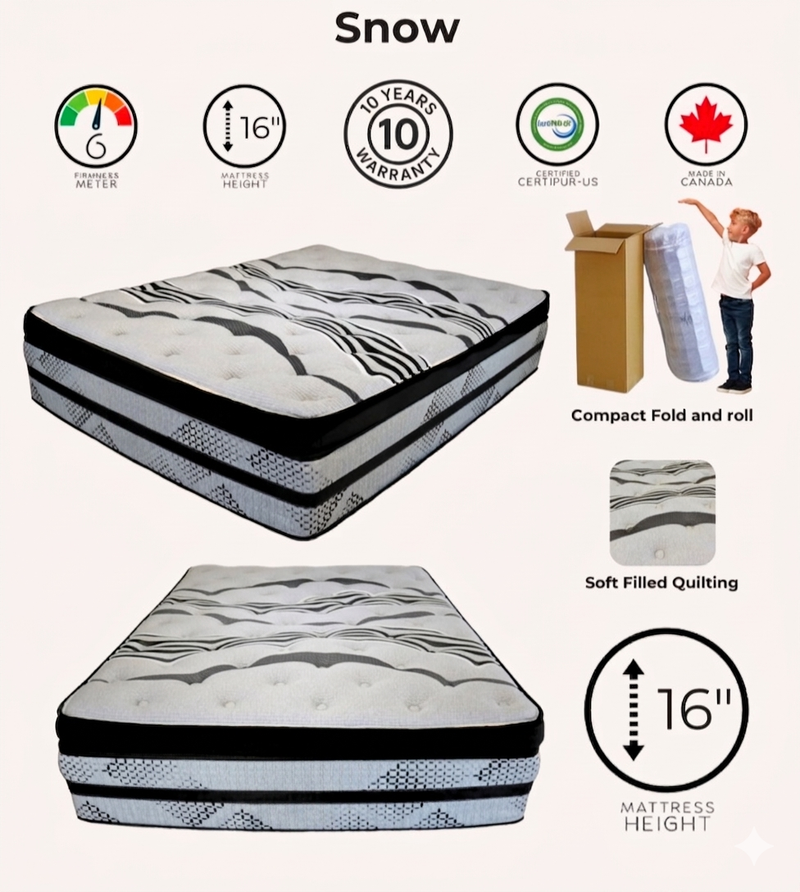 Snow Premium 16" Pocket Coil Hybrid Mattress